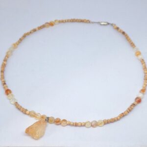 Citrine Crystal Unpolished Pendant 46cm Necklace - Joy Wealth and Abundance