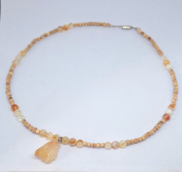 Citrine Crystal Unpolished Pendant 46cm Necklace - Joy Wealth and Abundance