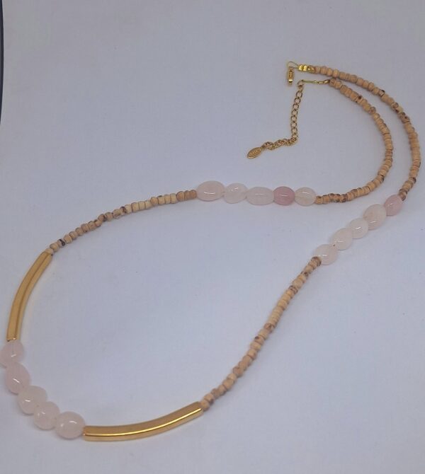 Rose Quartz Crystal Polished Gold Plated 56cm Necklace - Healing Self Love and Relationships - Image 3