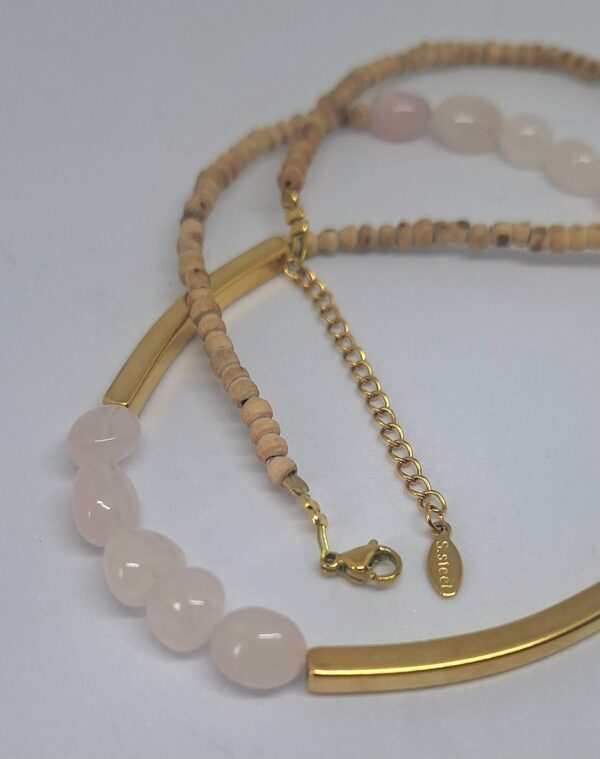 Rose Quartz Crystal Polished Gold Plated 56cm Necklace - Healing Self Love and Relationships - Image 2