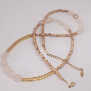 Rose Quartz Crystal Polished Gold Plated 56cm Necklace - Healing Self Love and Relationships