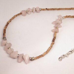 Rose Quartz Crystal Unpolished with Crystal Diamante 47cm Necklace - Healing Self Love and Relationships